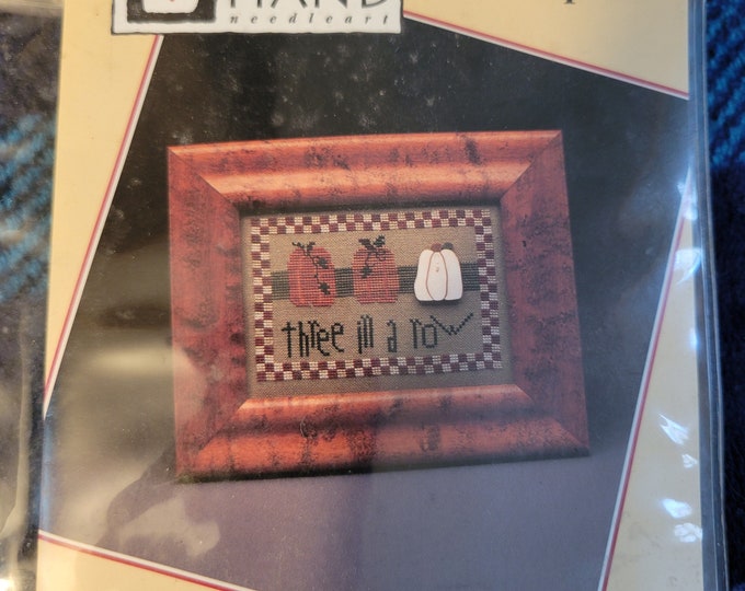 Heart in Hand Great White Pumpkin, Teachers Desk or Wish Upon a Star Cross Stitch Kits with fabric and button . Free Shipping.