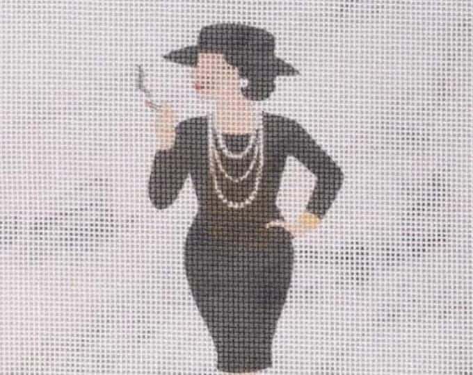IN STOCK CoCo Chanel Needlepoint Canvas 5"x3"  finished size #18 mesh. Free Shipping. Unfinished canvas