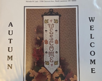 Brittercup Designs Autumn Welcome Banner Cross Stitch Pattern. FREE SHIPPING. Used Condition.