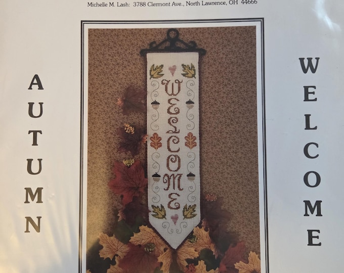Brittercup Designs Autumn Welcome Banner Cross Stitch Pattern. FREE SHIPPING. Used Condition.