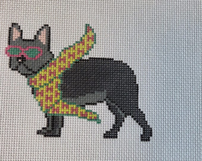 Bougie French Bulldog Needlepoint Canvas. 18 Mesh New Condition. Free Shipping. August Design Works.