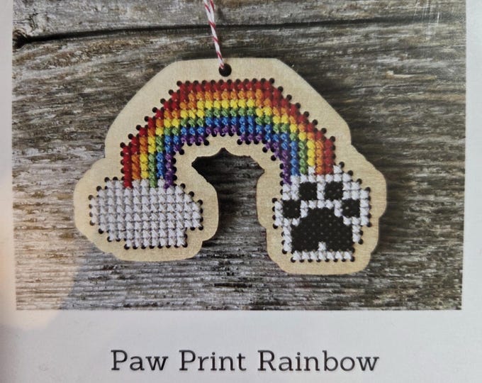Canadian Stitchery Paw Print Rainbow Cross Stitch Kit. FREE SHIPPING. New Condition.