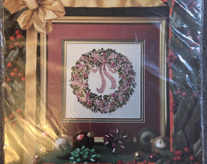 True Colors Holly Wreath Ribbon Embroidery Kit. FREE SHIPPING. Good Condition.