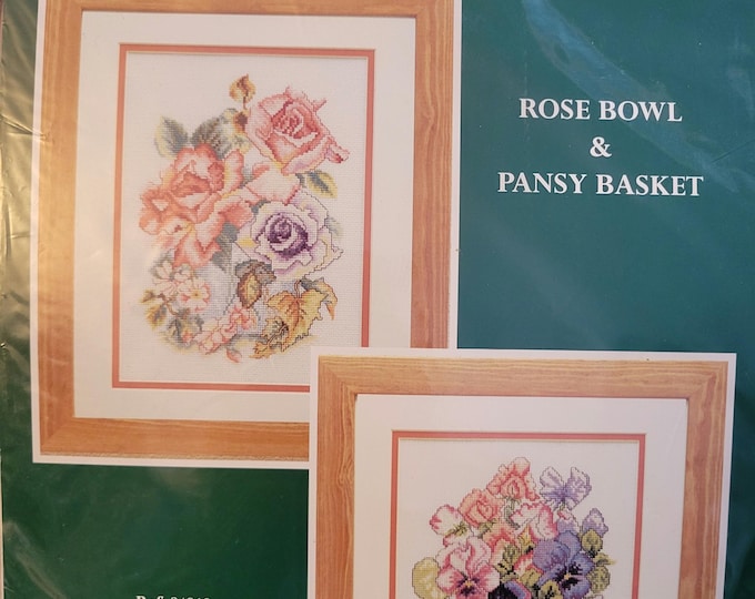 Craft Collection Rose Bowl and Pansy Basket Cross Stitch Kit. FREE SHIPPING. New Condition.