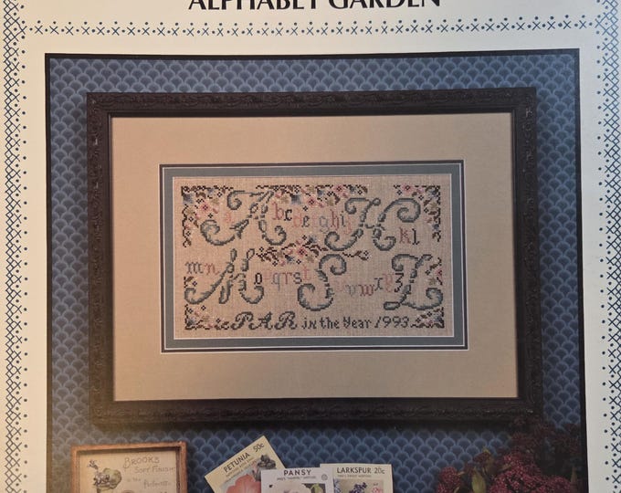 Pat Rogers Alphabet Garden Cross Stitch Pattern. FREE SHIPPING. Used Condition.