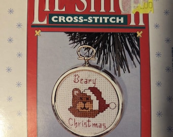 Lil Stitch Christmas Beary Christmas Counted Cross Stitch Kit. FREE SHIPPING. Good Condition, older packaging.