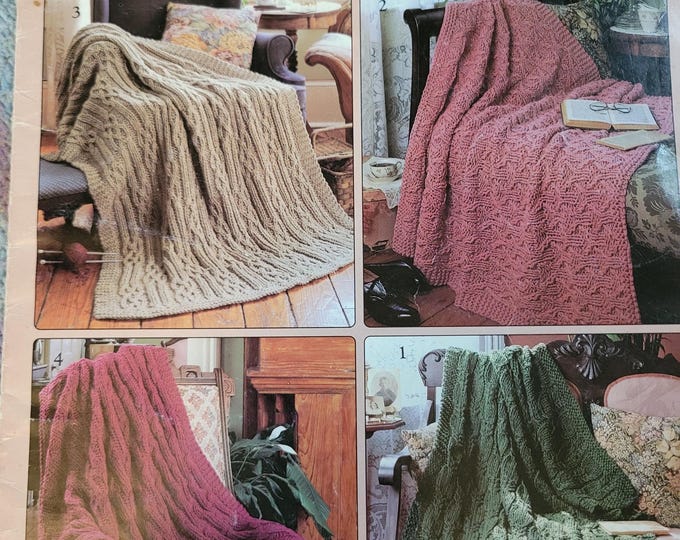 Leisure Arts Quick Knit Afghans 6 Knit Pattern. FREE SHIPPING. Used Condition.