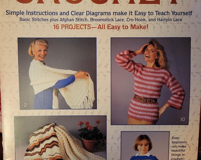 Boye I Taught Myself To Crochet Book. 16 Projects. Including Left Handed Section.FREE SHIPPING. Used Condition.