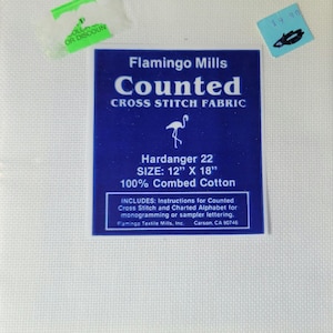 Flamingo Mills Hardanger Cloth 22ct 12&quot;x18&quot; white. FREE SHIPPING.