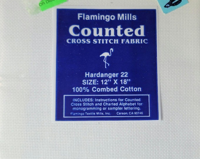 Flamingo Mills Hardanger Cloth 22ct 12"x18" white. FREE SHIPPING.