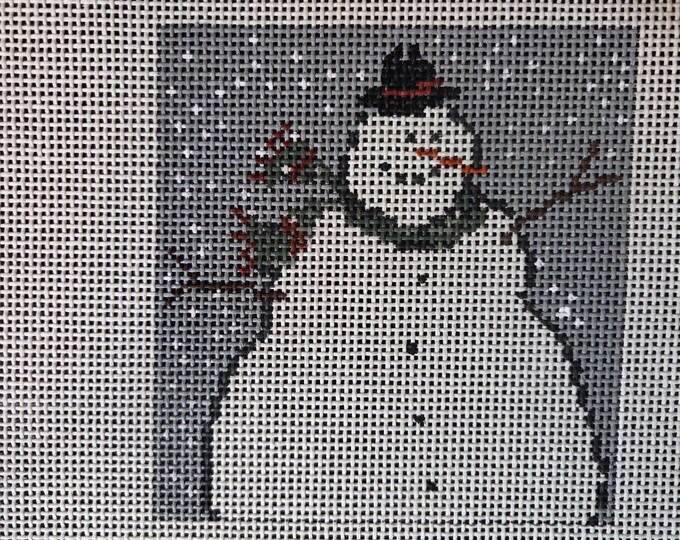 Cooper Oaks Snowman Needlepoint Canvas 13# 4.375"x4.5. Preowned Estate Sale Like New Condition. Free Shipping.