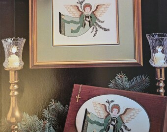 Heavenly Angels with Harp Cross Stitch Pattern - FREE SHIPPING