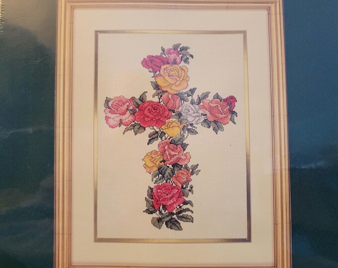 Elsa Williams Floral Cross Cross Stitch Kit. FREE SHIPPING. New Condition.