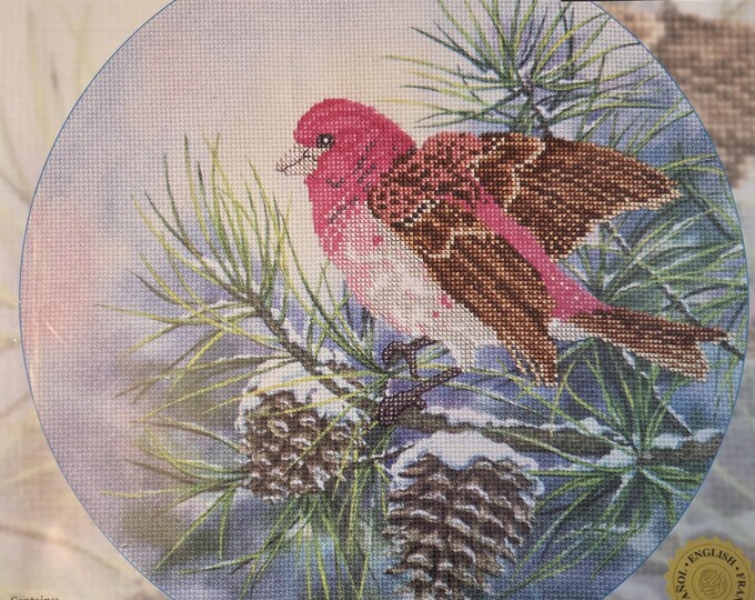 Janlynn Rosy Finch Embellished Counted Cross Stitch Kit. FREE SHIPPING. Preowned Good Condition.
