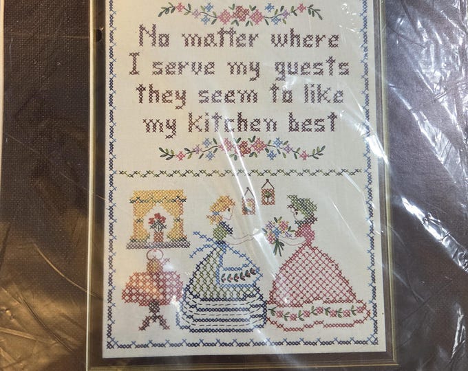 Bucilla Serve My Guests Sampler Stamped Cross Stitch Kit. FREE SHIPPING. Older Condition.