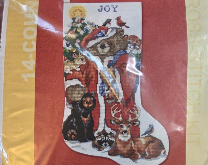 Craftways Animal Christmas Stocking Counted Cross Stitch Kit. FREE SHIPPING. Good Condition.