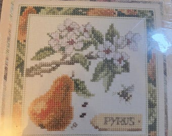 Lanarte Pear Blossoms Counted Cross Stitch Kit. FREE SHIPPING. Good Condition.