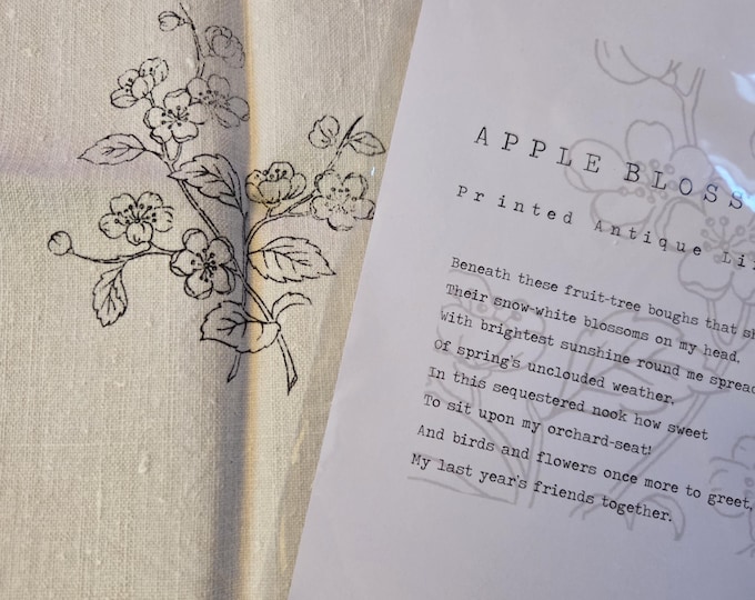 Nikki Franklin Apple Blossom Printed Antique Linen Printed Fabric. FREE SHIPPING. Estate Sale Preowned Like New Condition.