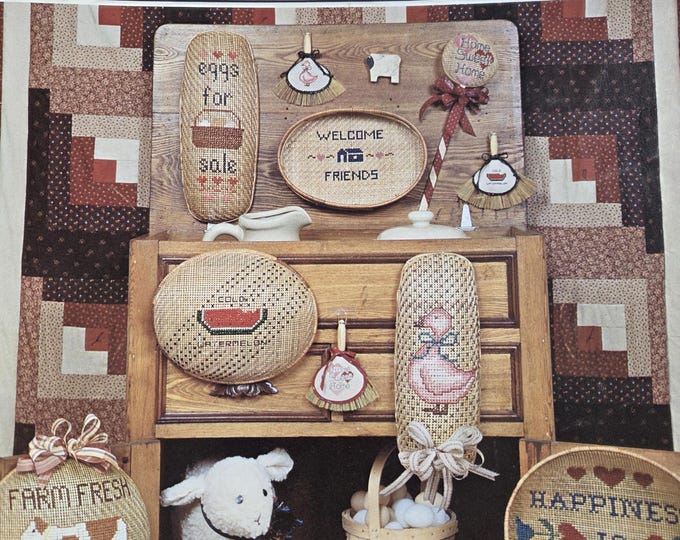Country is A Basket Full of Stitches Cross Stitch Pattern. FREE SHIPPING. Used Condition has writing on pattern and notes on it.