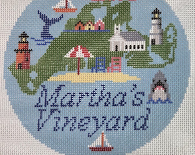 Marthas Vineyard Needlepoint Canvas. 18 Mesh 5" Round. New Condition. Free Shipping.