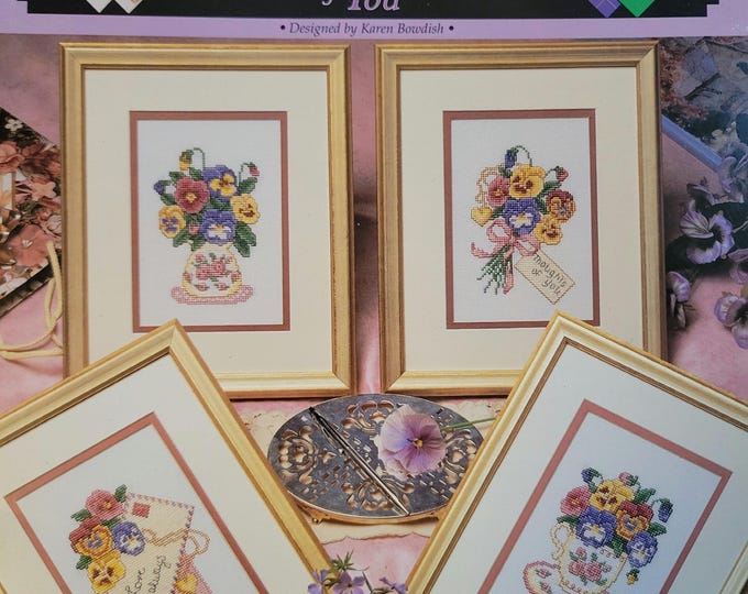Pansies Thoughts of You Cross Stitch Pattern. FREE SHIPPING. Used Condition.