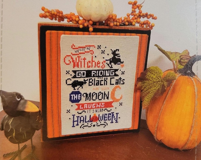 Anabellas Halloween When Witches Go Riding Cross Stitch Pattern. Free Shipping. Good Condition.