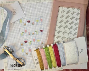 Cocktail Celebration Eyeglasses Case Needlepoint Kit. FREE SHIPPING. New Condition. Great for Beginners.