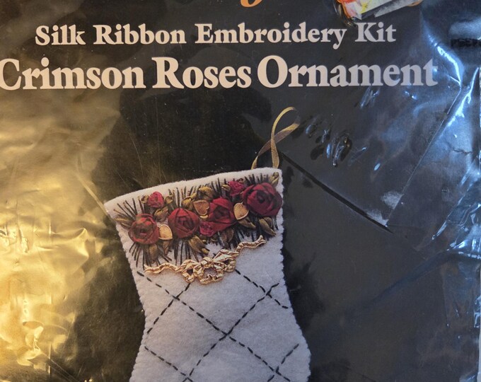 Creative Beginnings Crimson Rose Ornament Ribbon Embroidery Kit. FREE SHIPPING. Older Condition.