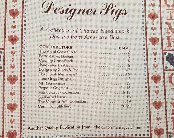 Designer Pigs Cross Stitch Pattern. FREE SHIPPING. Preowned Older Used Condition.