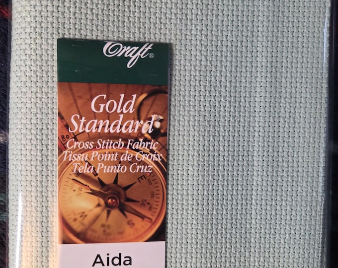 Aida Cloth 14ct 15"x18" Lt Seafoam Green Charles Craft. FREE SHIPPING. Repackaged.