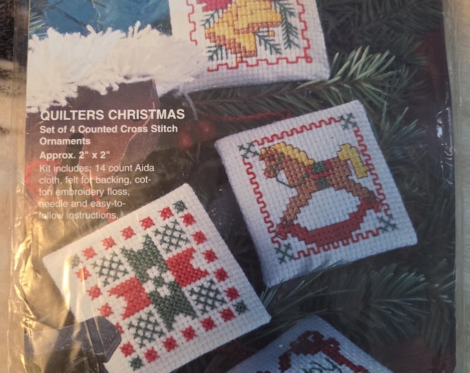 Bucilla Quilters Christmas Ornaments Counted Cross Stitch Kit. FREE SHIPPING. Older Package Condition.