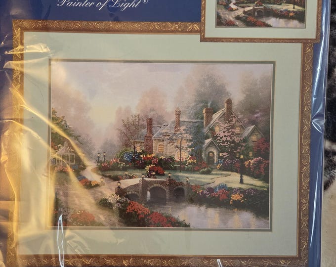 Thomas Kinkade Beyond Spring Gate Embellished Cross Stitch Kit. FREE SHIPPING. Preowned Repackaged Condition.