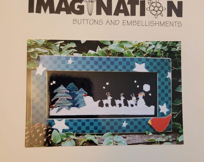 Vintage Just My Imagination Stay Warm Cross Stitch Pattern Book. Buttons Not Included. FREE SHIPPING.