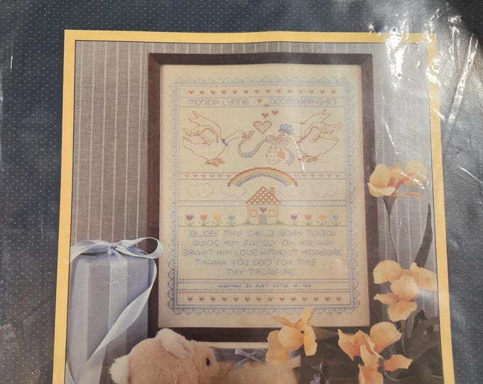 Sunset Bless This Child Counted Cross Stitch Kit. FREE SHIPPING. Older Condition.