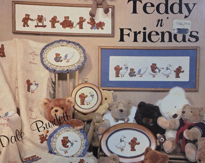 Dale Burdett Teddy n Friends Cross Stitch Pattern - FREE SHIPPING. Used Condition