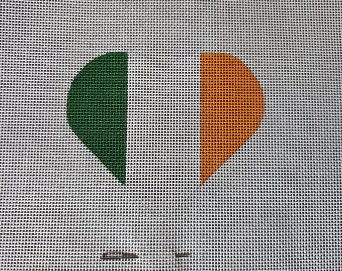 Pepperberry Irish Flag Heart Needlepoint Canvas 18# 3"x4". Preowned Estate Sale Like New Condition. Free Shipping.