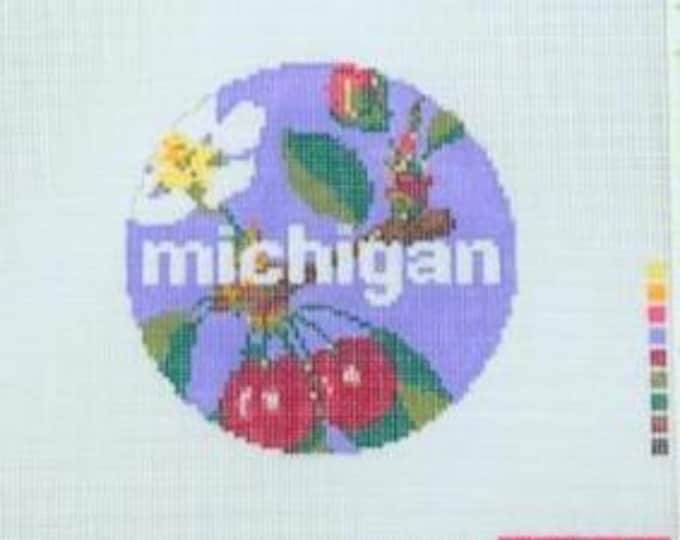 Michigan 4inch Round 18 Mesh Needlepoint Canvas. FREE SHIPPING. New Condition. Lucky Lotus Design.