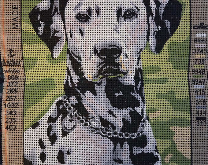 Dalmation Dog  Needlepoint 15x12 Canvas. Preowned. Free Shipping.