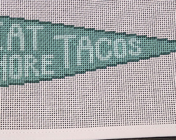 Eat More Tacos Pennant Banner Needlepoint Canvas with Threads. 13# 8.5"x3". Preowned Estate Sale Like New Cond.