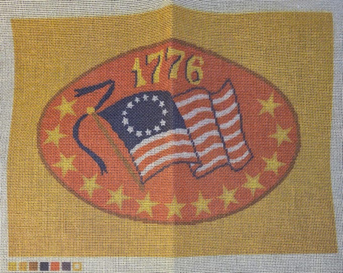 Vogart Crafts 1776 Liberty Bell 13 Star Stripes Colonies American Flag Needlepoint Kit. FREE Shipping. Older Condition. No Color Chart Instr