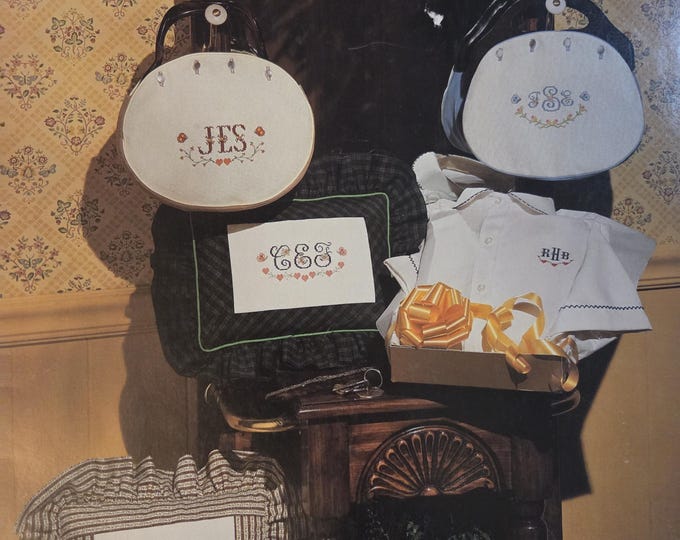 Flowered Monograms Cross Stitch Pattern. FREE SHIPPING. Used Condition.