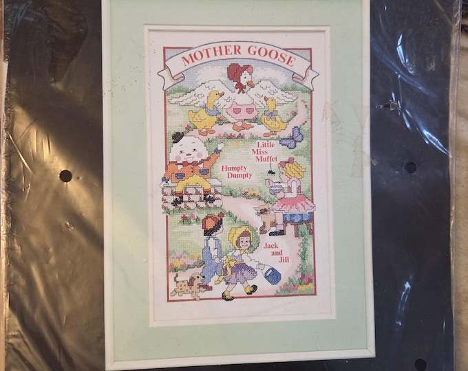 Dimensions Mother Goose Stamped Cross Stitch Kit. FREE SHIPPING. Preowned Older Condition.