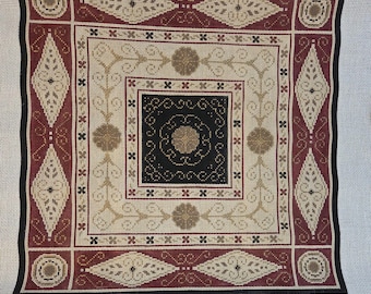 Geometric Square Black Center 20x20 Needlepoint Canvas Preowned Good Condition. Free Shipping.