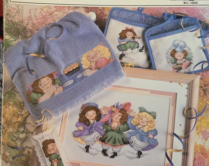 True Colors Party Time Babes Cross Stitch Pattern. FREE SHIPPING. Preowned Used Older Condition.