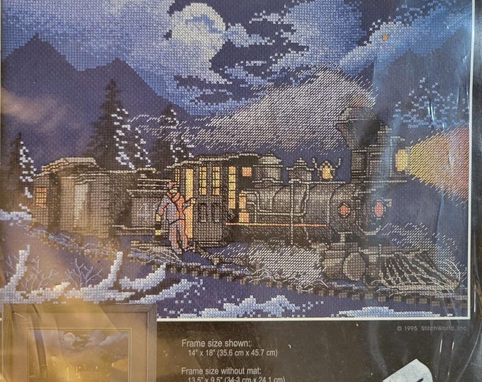 StitchWorld Night Train Counted Cross Stitch Kit. FREE SHIPPING. New Condition.