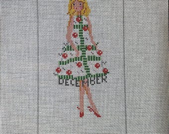 Jennifer Vallez Girl For All Seasons 18 mesh 4x7 Needlepoint Canvas. FREE SHIPPING. New Condition.