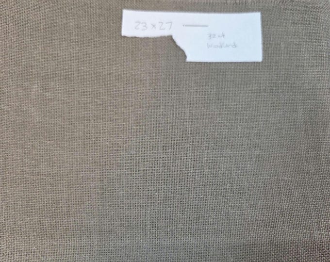 32 ct 23x27 Woodland Linen. Greenish Brown Color.FREE SHIPPING.