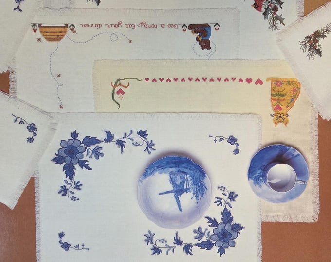 American School of Needlework Placemats & Napkins Cross Stitch Pattern. Free Shipping. Used Condition.