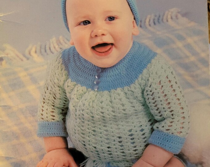 Vintage Beehive Pretty Baby Toddling Sweater Knit and Crochet Pattern Book. FREE SHIPPING.