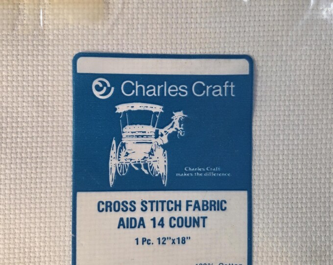 Charles Craft Aida Cloth 14ct 12"x18" white. FREE SHIPPING. Older Packaging.